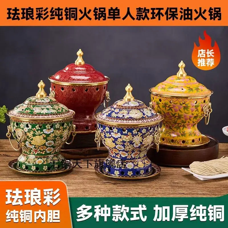 Blue Enamel Copper Pot