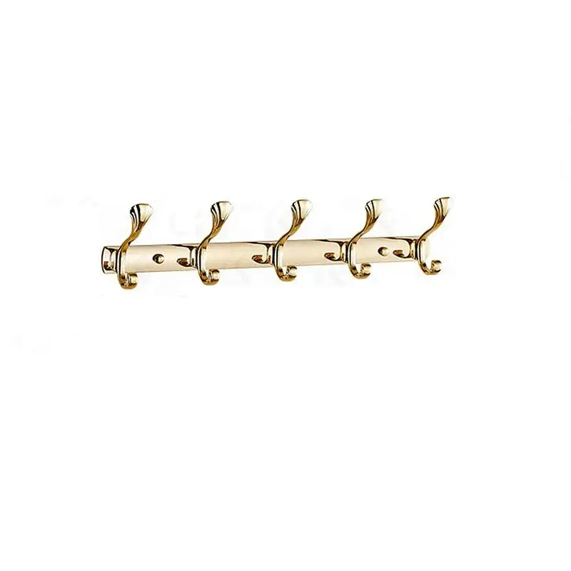 Gold Brass Towel Hook Rack with Five Hooks