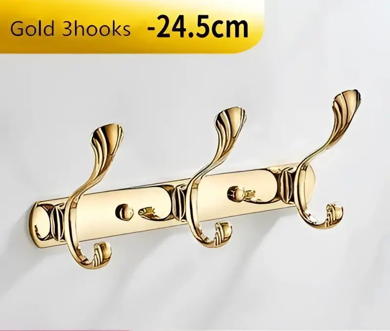 Gold Brass Towel Hook Rack with Five Hooks