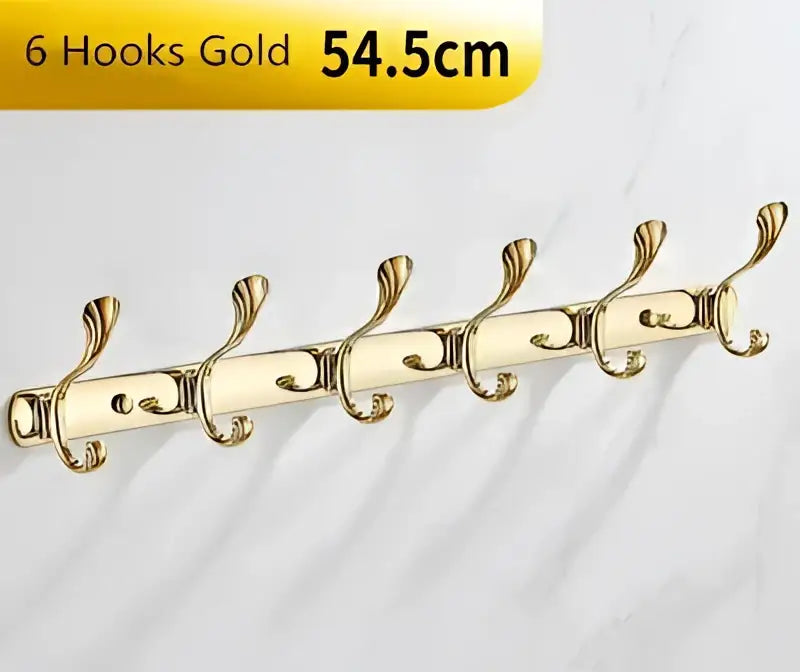 Gold Brass Towel Hook Rack with Five Hooks