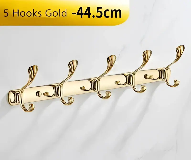 Gold Brass Towel Hook Rack with Five Hooks
