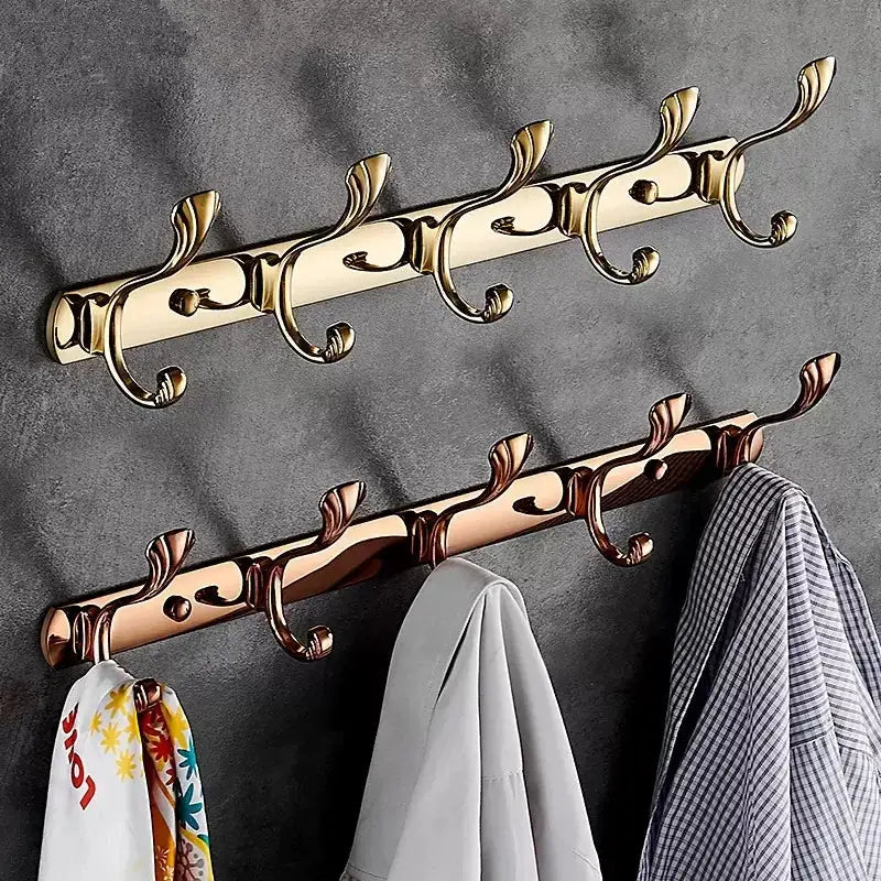 Gold Brass Towel Hook Rack with Five Hooks