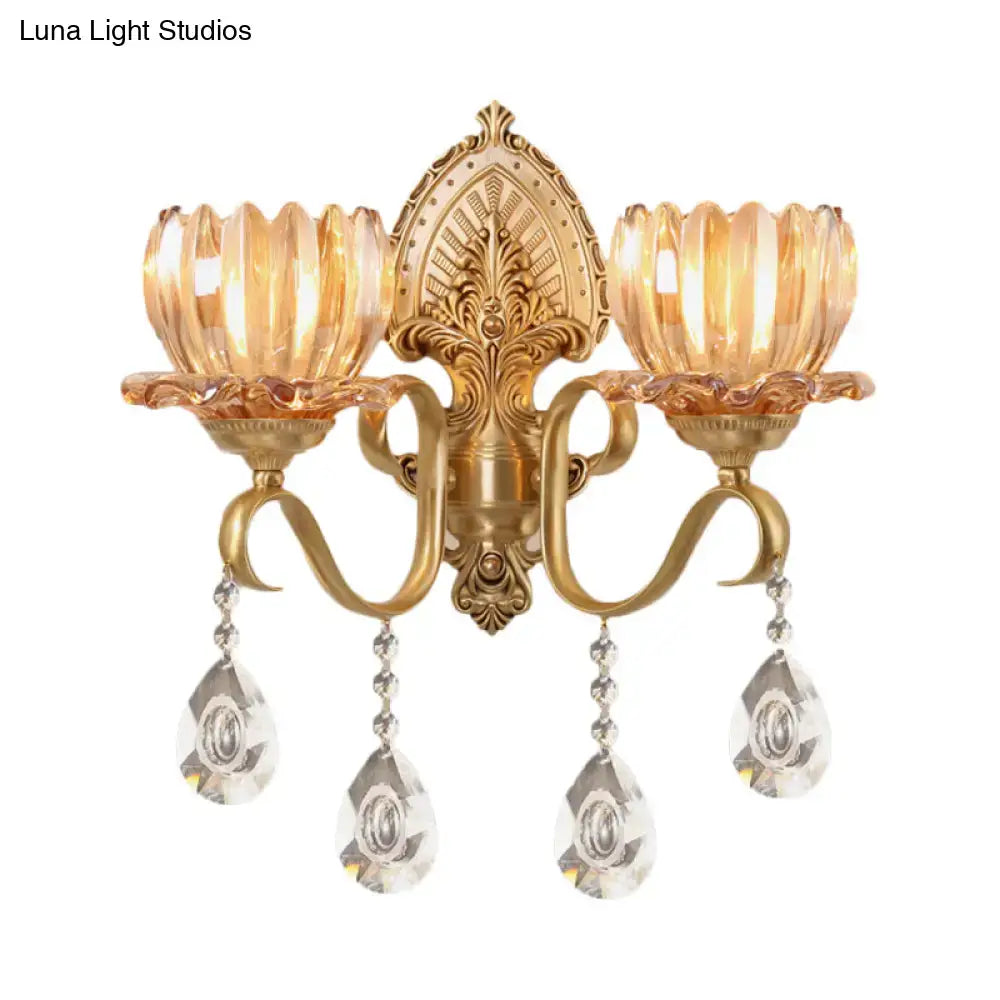 Brass Lotus Wall Sconce
