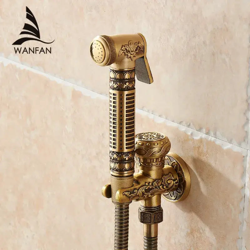 Gold Brass Bidet Faucet Ornate Antique Design