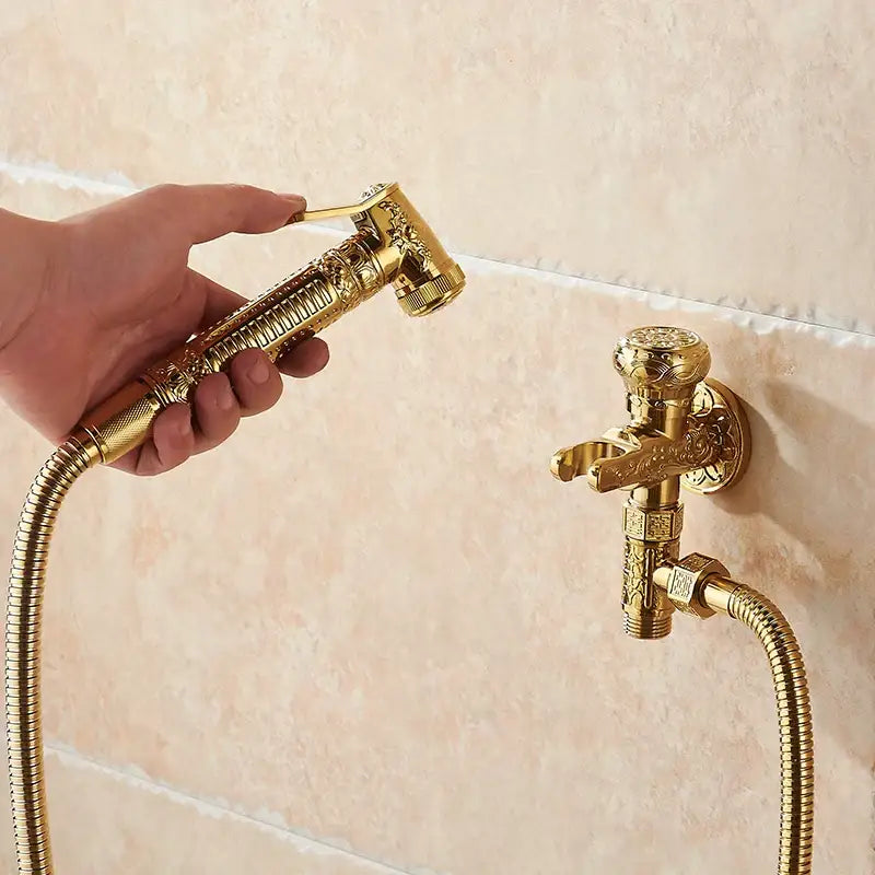 Gold Brass Bidet Faucet Ornate Antique Design