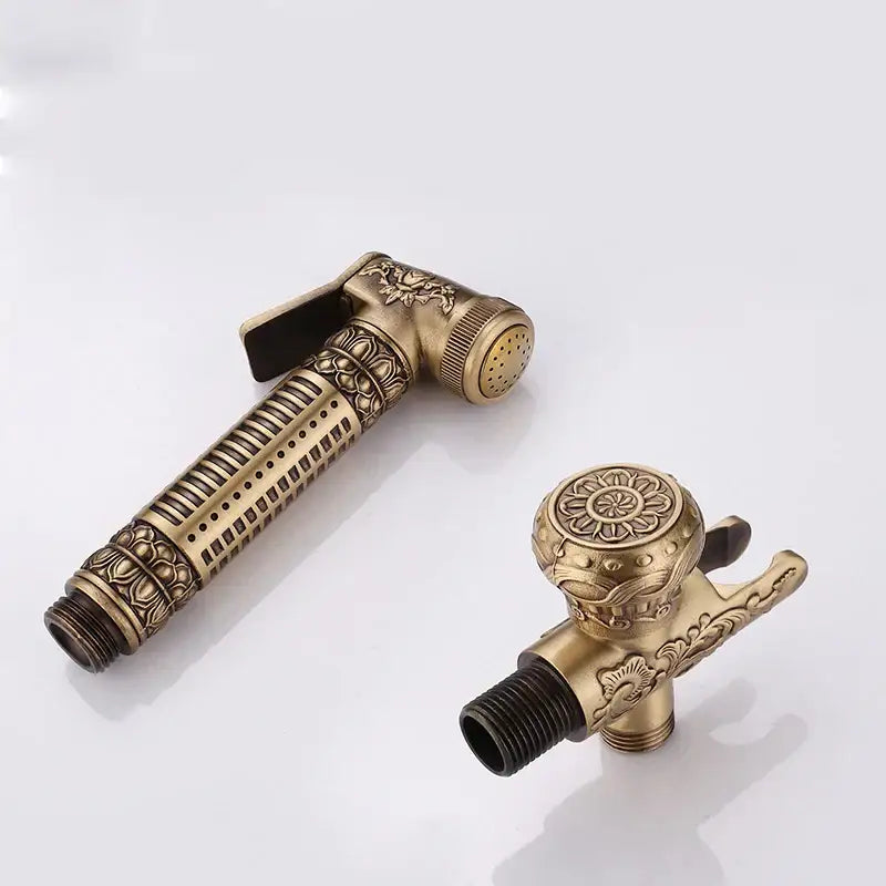 Gold Brass Bidet Faucet Ornate Antique Design