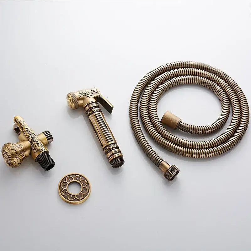 Gold Brass Bidet Faucet Ornate Antique Design