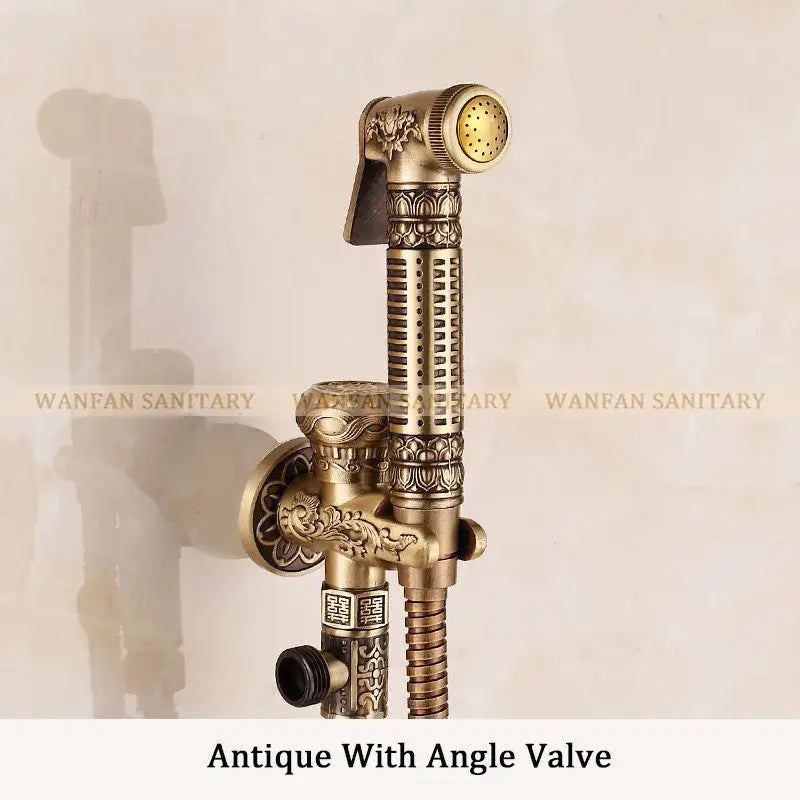 Gold Brass Bidet Faucet Ornate Antique Design