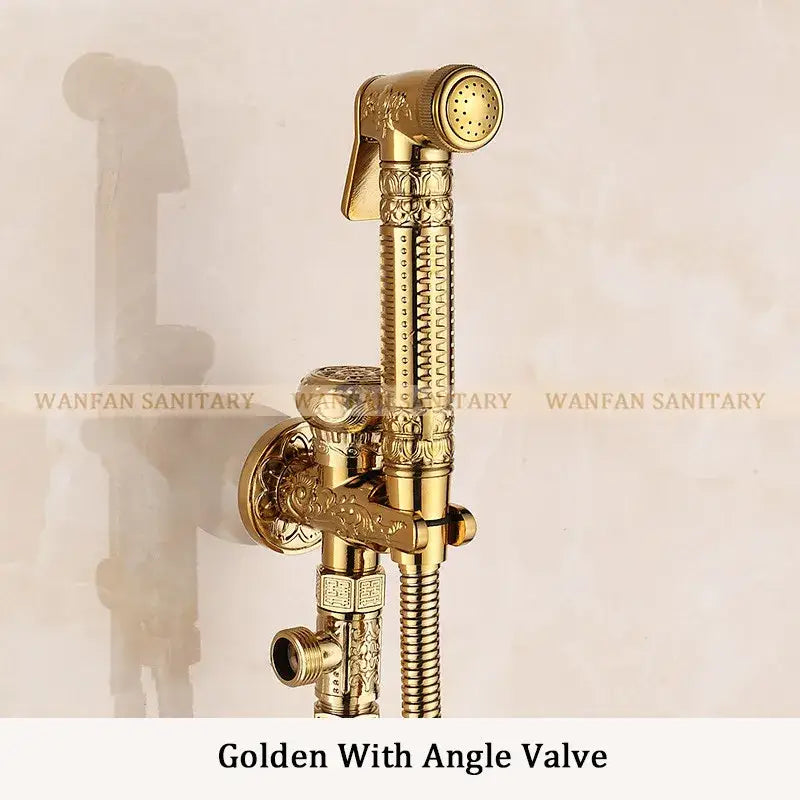 Gold Brass Bidet Faucet Ornate Antique Design