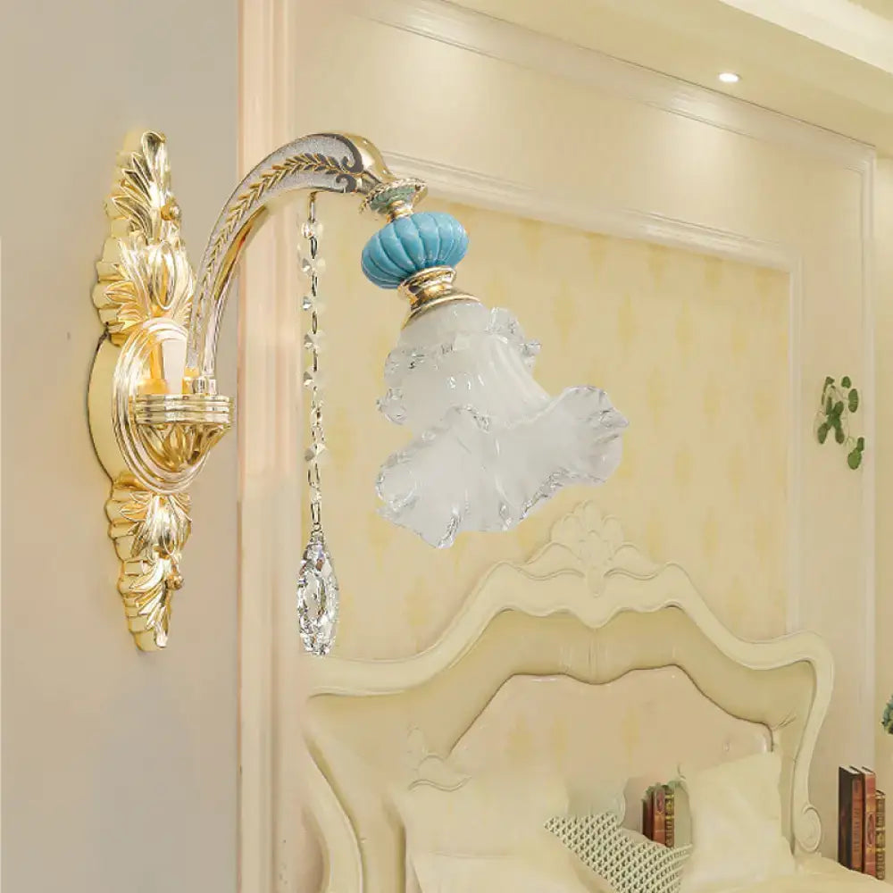 Gold Glass Wall Sconce Nordic Crystal Drop