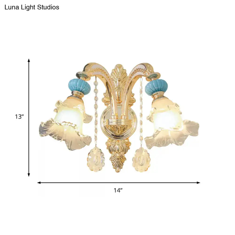 Gold Glass Wall Sconce Nordic Crystal Drop