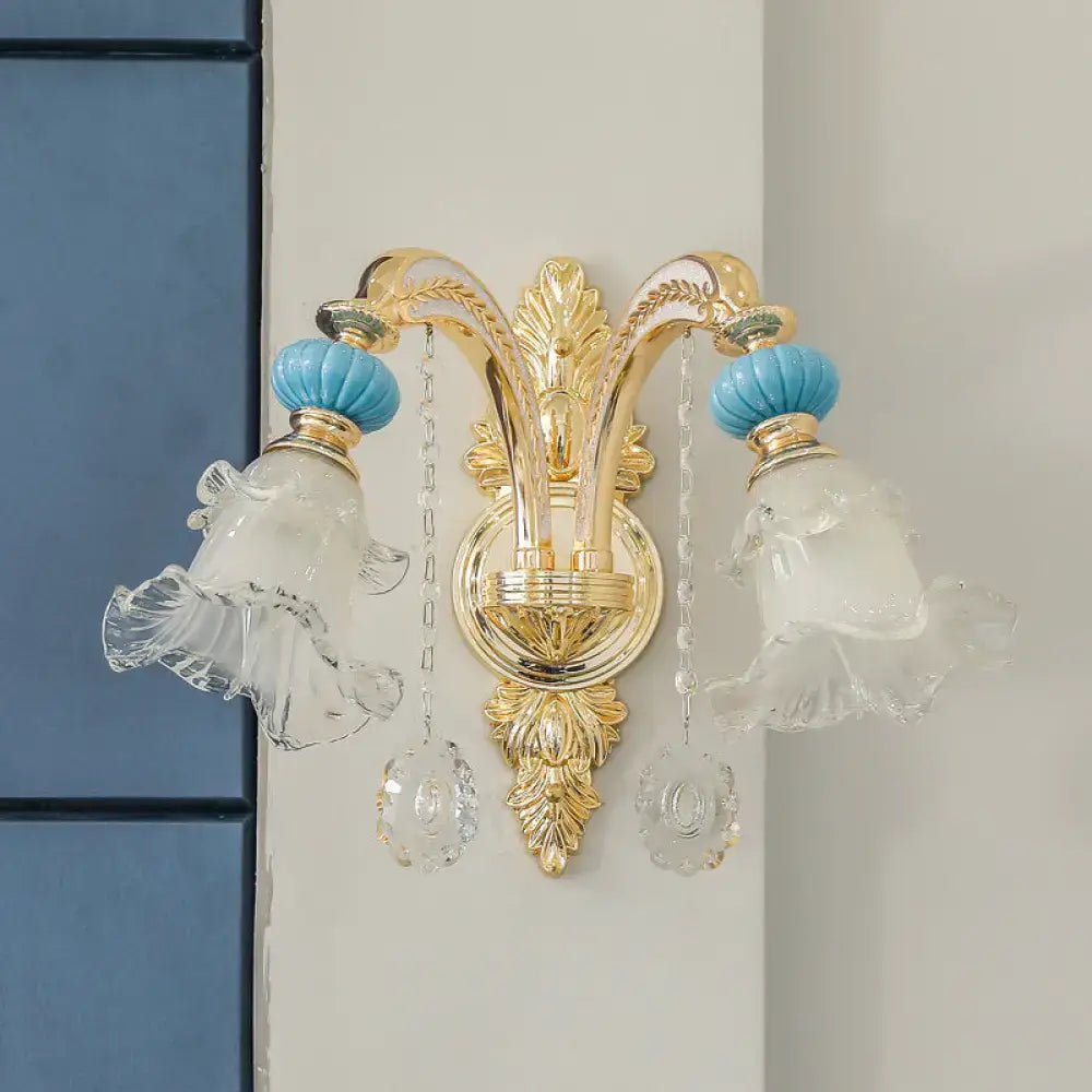 Gold Glass Wall Sconce Nordic Crystal Drop