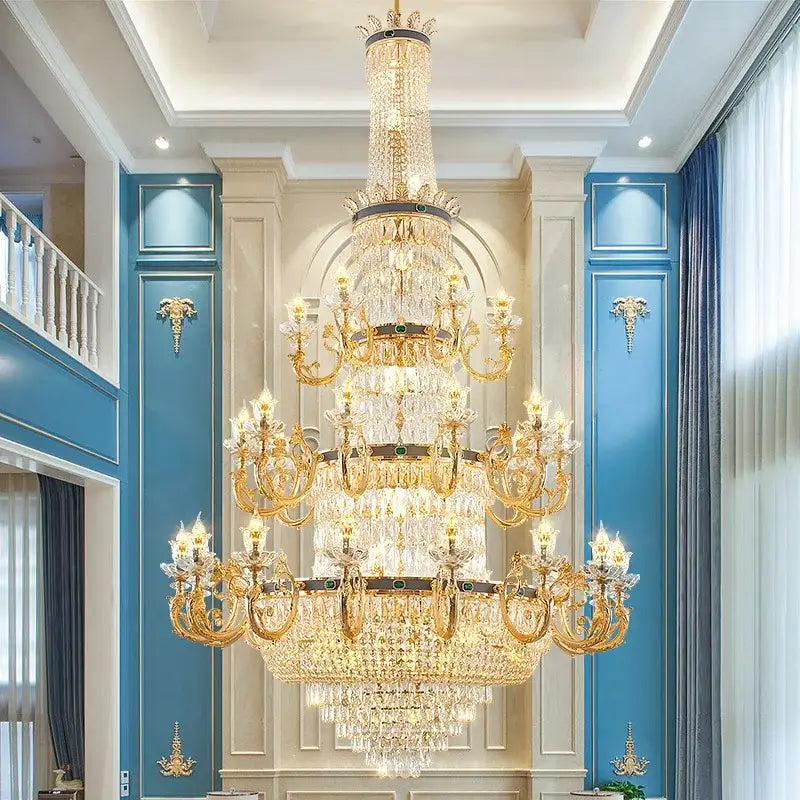 Gold Crystal Dining Chandelier Green Accents