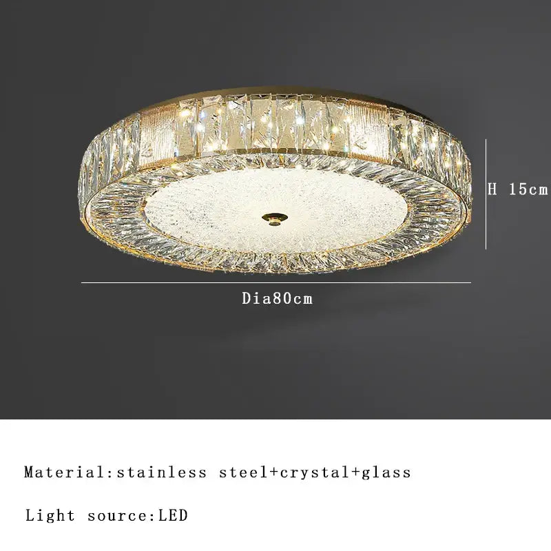 Gold Crystal Ceiling Light Low-Profile Design