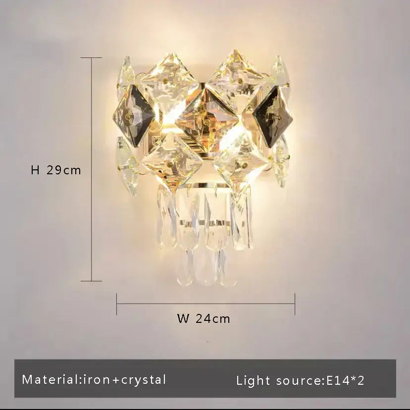 Gold Crystal Ceiling Light Low-Profile Design