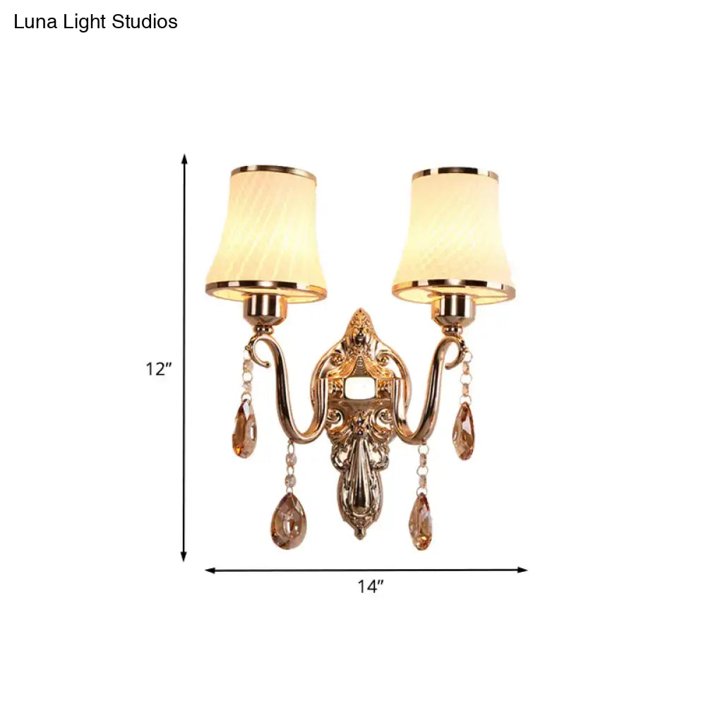 Gold Crystal Brass 14-Inch Wall Sconce