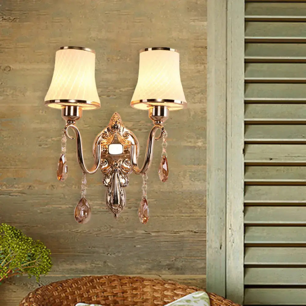 Gold Crystal Brass 14-Inch Wall Sconce