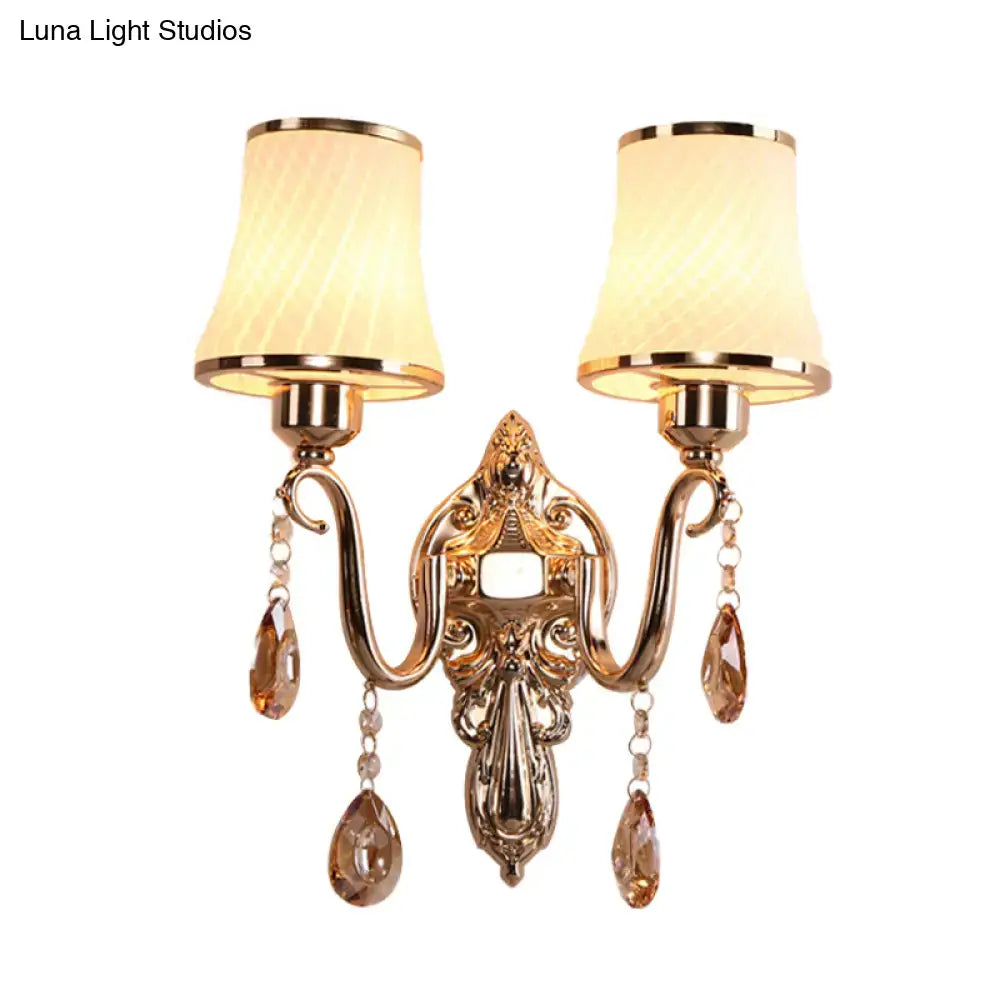 Gold Crystal Brass 14-Inch Wall Sconce