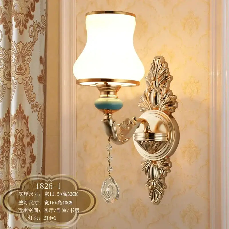 Gold Frosted Wall Sconce 2-Head European Design