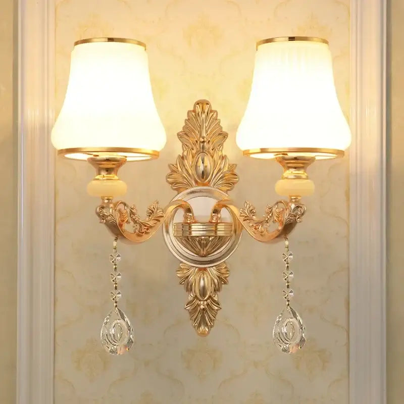 Gold Frosted Wall Sconce 2-Head European Design