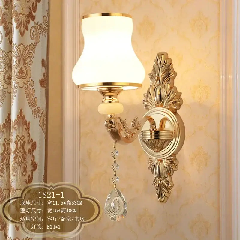 Gold Frosted Wall Sconce 2-Head European Design