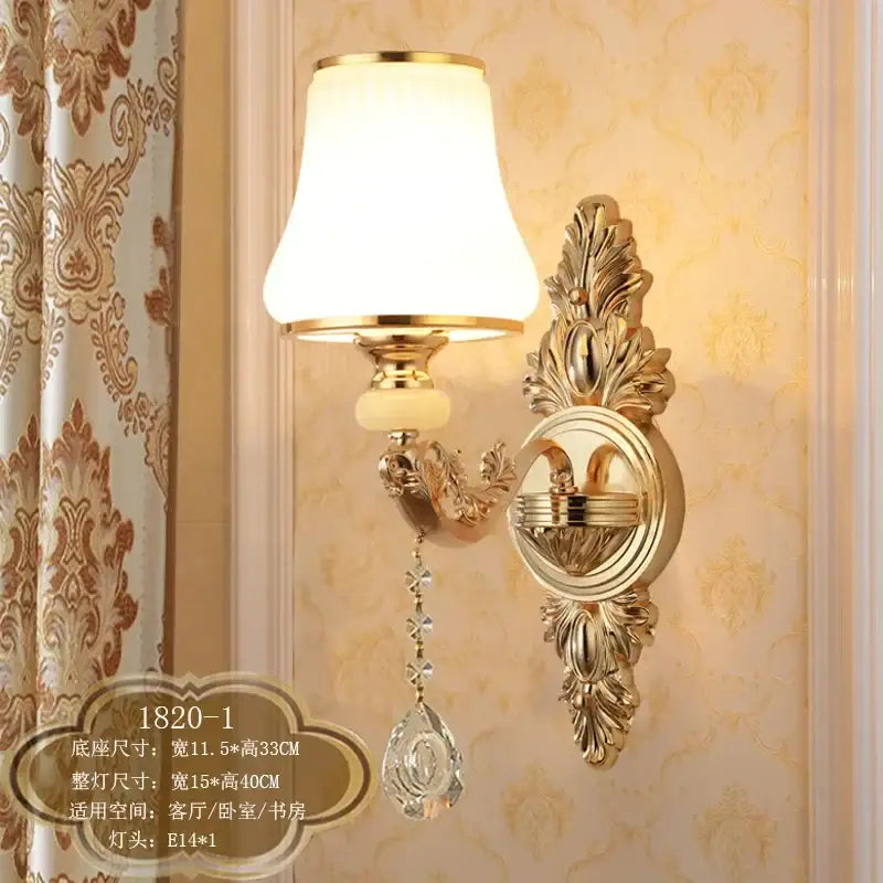 Gold Frosted Wall Sconce 2-Head European Design