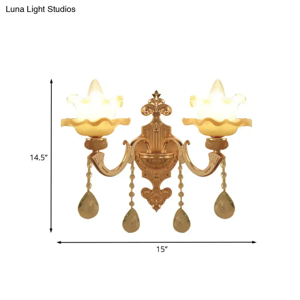 Gold Frosted Glass Dual-Bulb Sconce