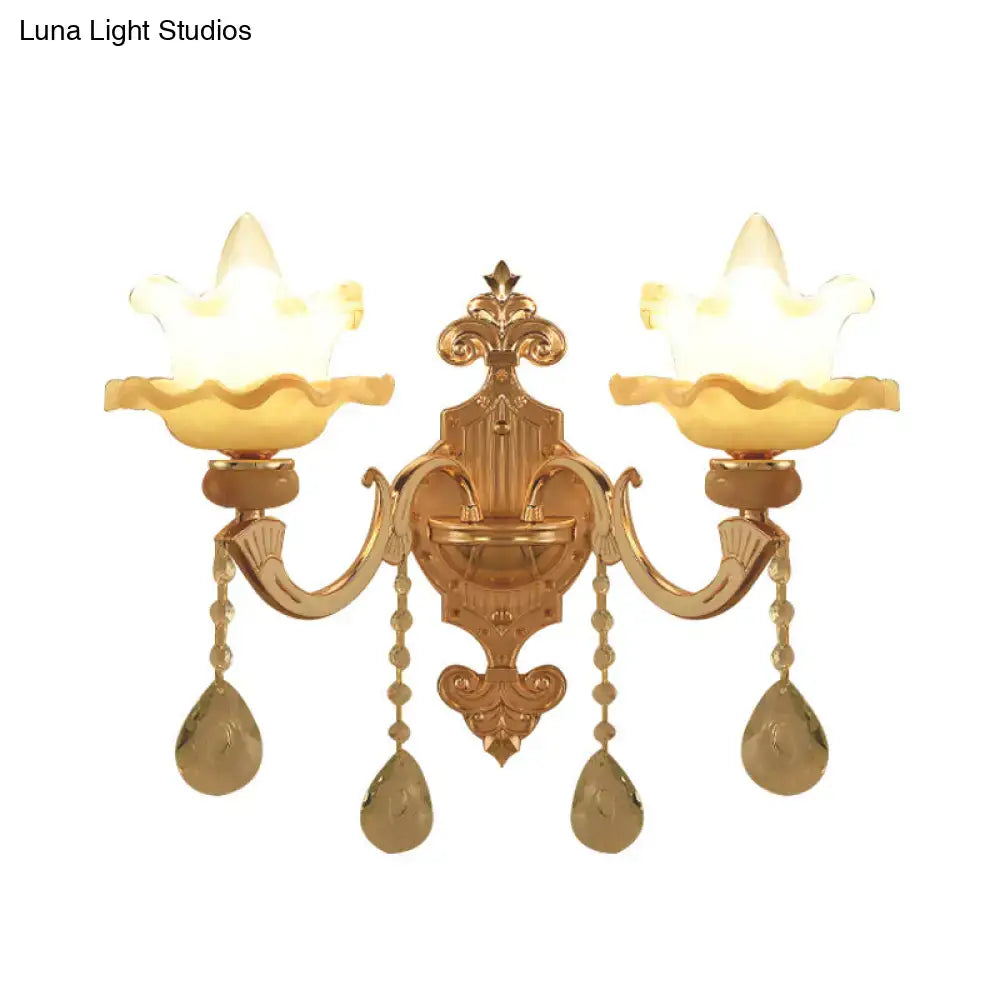 Gold Frosted Glass Dual-Bulb Sconce