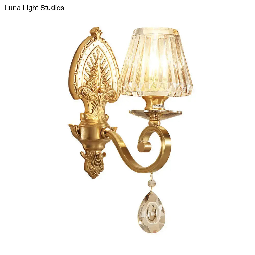 Gold Crystal Prismatic Wall Sconce