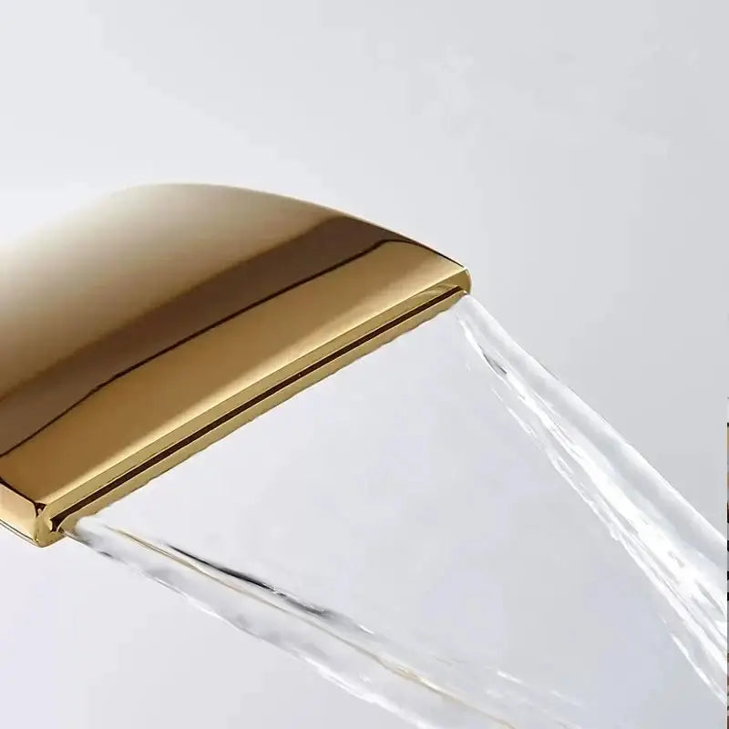 Gold Waterfall Bathroom Faucet Single-Handle
