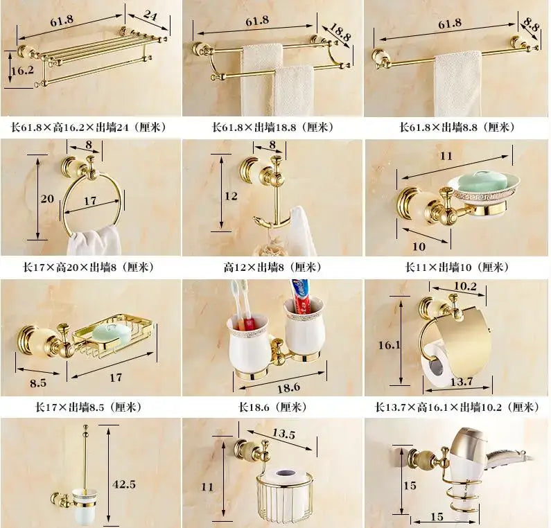 Jade Brass Hardware Set