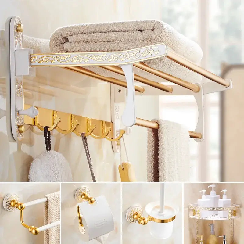 Gold Floral Bath Set