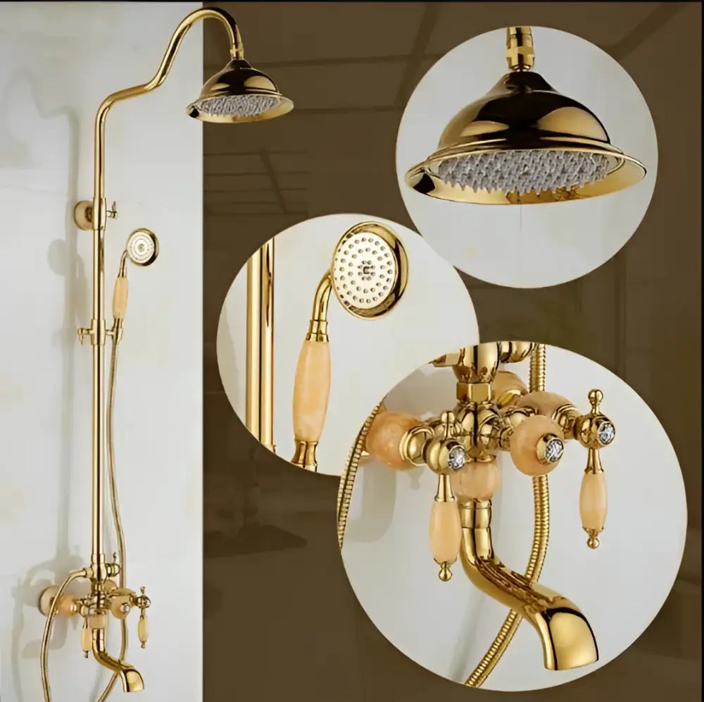 Brass Jade Shower Set