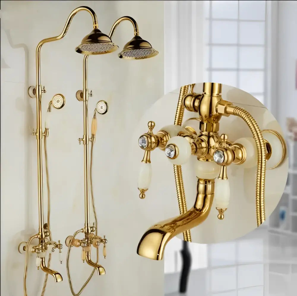 Brass Jade Shower Set