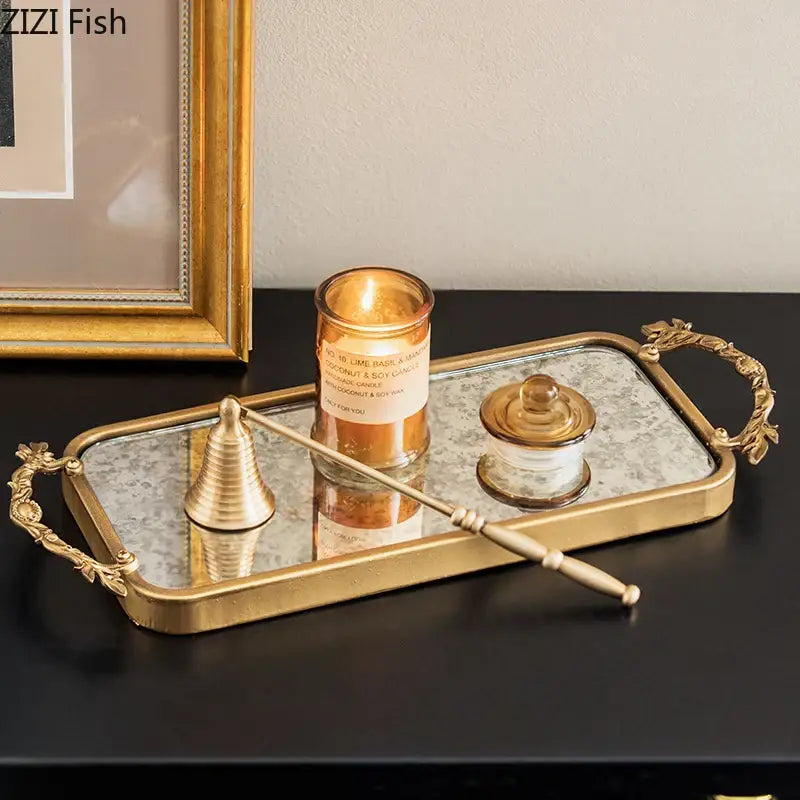 Leaf Handle Mirror Tray
