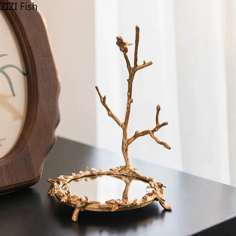 Leaf Handle Mirror Tray