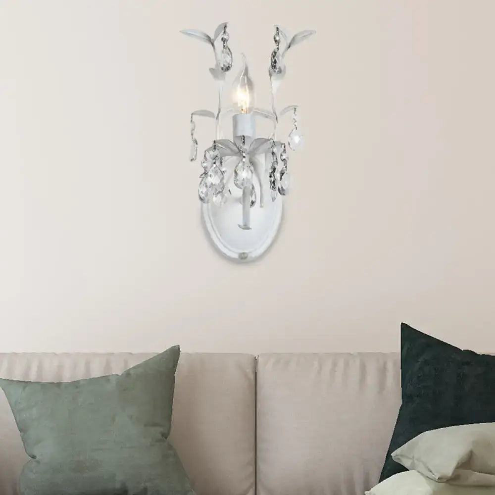 Silver Crystal Leaf Sconce 1-2 Light Design
