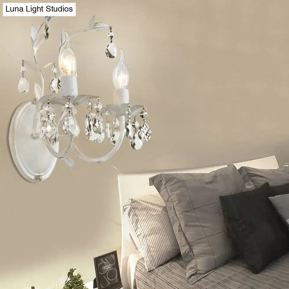 Silver Crystal Leaf Sconce 1-2 Light Design