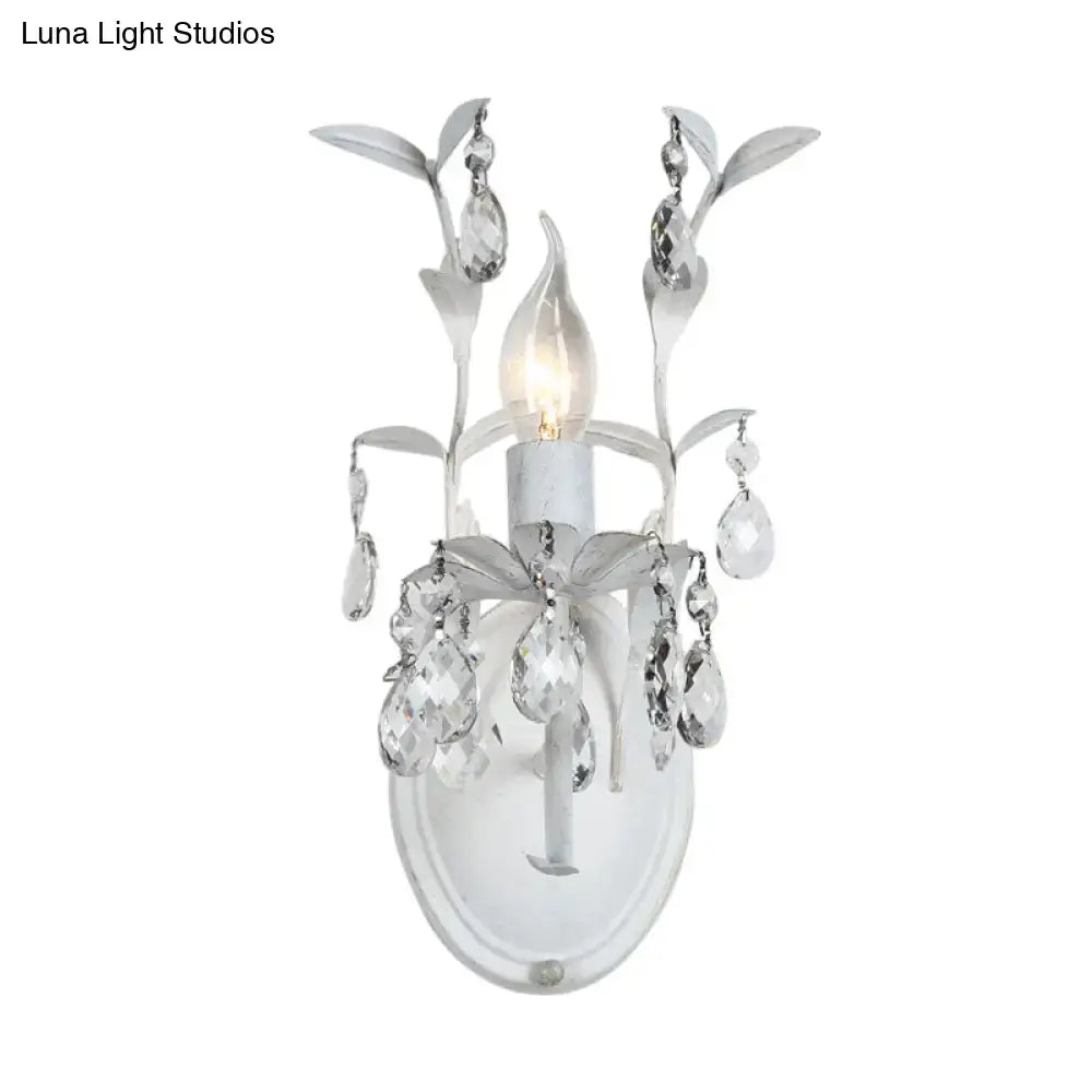 Silver Crystal Leaf Sconce 1-2 Light Design