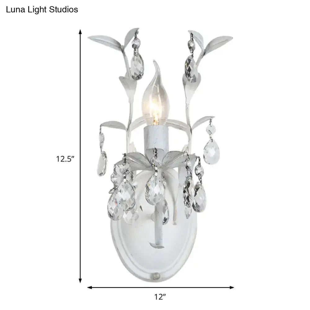 Silver Crystal Leaf Sconce 1-2 Light Design