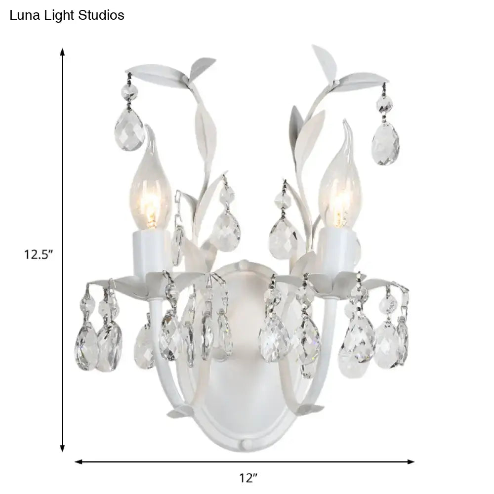 Silver Crystal Leaf Sconce 1-2 Light Design