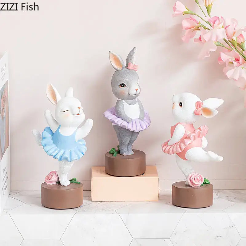 Resin Rabbit Dancer Sculptures