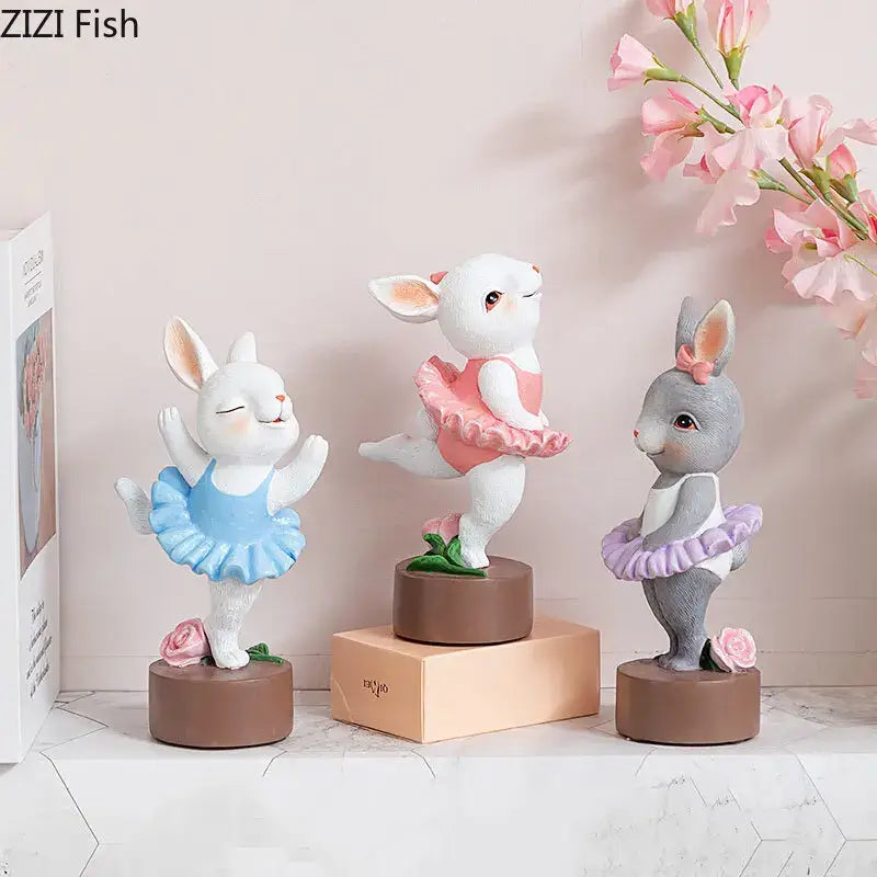 Resin Rabbit Dancer Sculptures