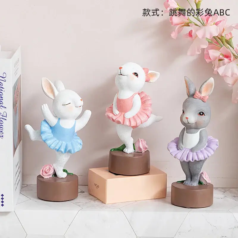 Resin Rabbit Dancer Sculptures