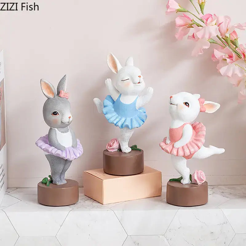Resin Rabbit Dancer Sculptures