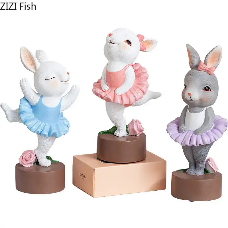 Resin Rabbit Dancer Sculptures