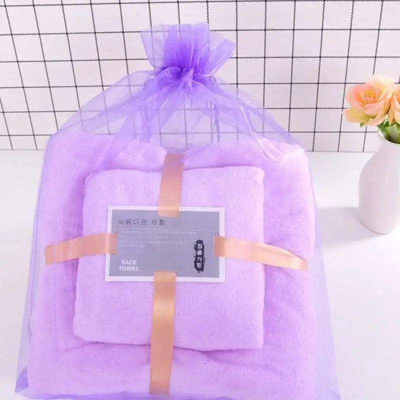 Coral Velvet Bath Towel Set