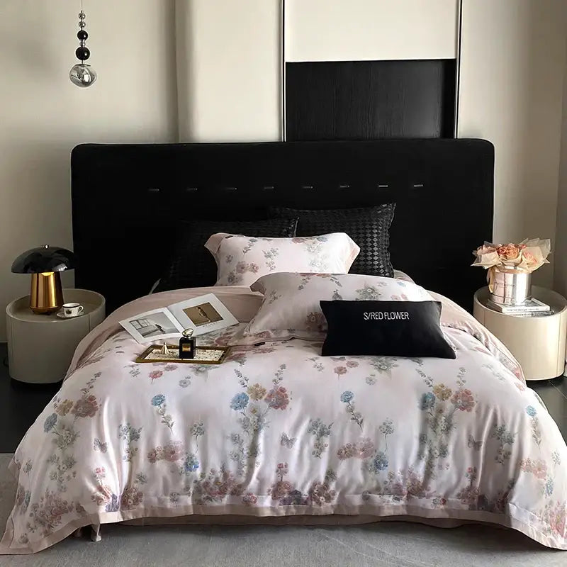 Satin Floral Duvet Cover