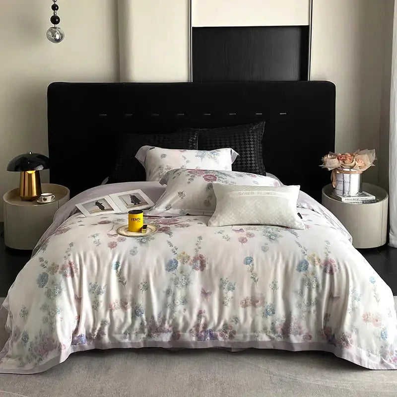 Satin Floral Duvet Cover