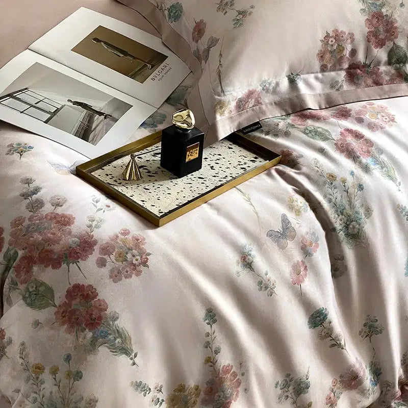 Satin Floral Duvet Cover